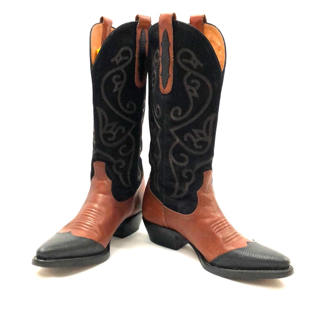 Nine West Black and Brown Leather Cowboy Boots!